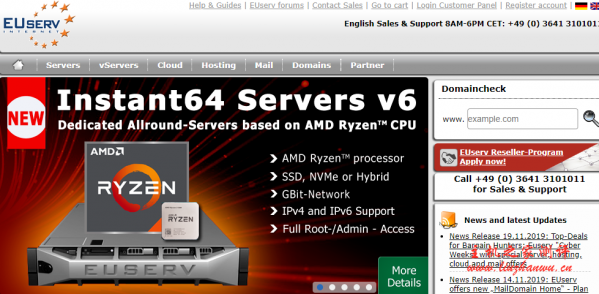 EUserv:免费/月/1GB内存/10GB空间/1TB流量/1Gbps端口/IPv6/KVM/德国 EUserv:免费/月/1GB内存/10GB空间/1TB流量/1Gbps端口/IPv6/KVM/德国