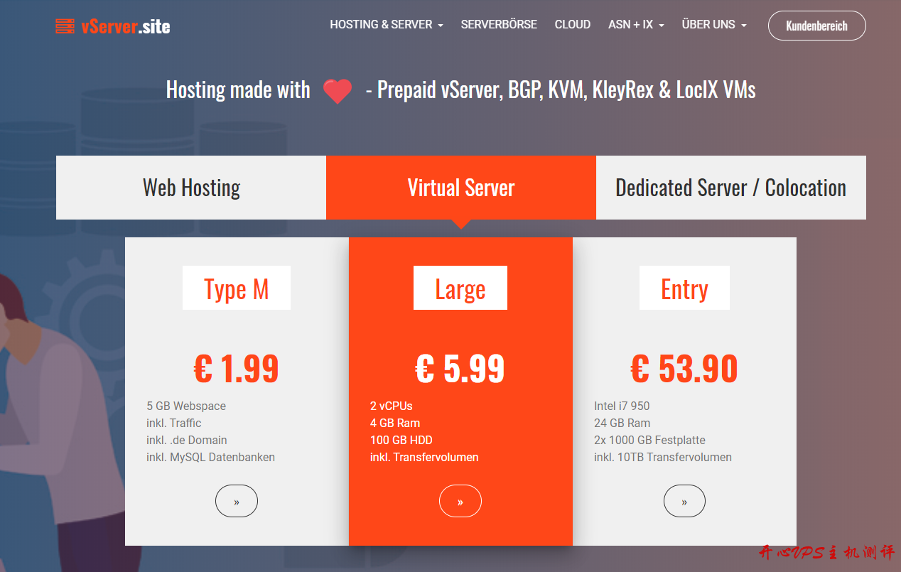 无IPV4-vServer.site：€0.49/月、1核512M、仅IPv6、不限流量德国服务器