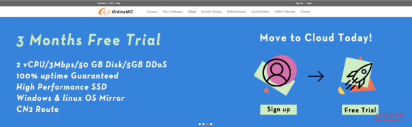 OnlineNIC:免费3个月/2核/2GB内存/50GB SSD空间/不限流量/3Mbps端口/DDOS/KVM/香港CN2 OnlineNIC:免费3个月/2核/2GB内存/50GB SSD空间/不限流量/3Mbps端口/DDOS/KVM/香港CN2