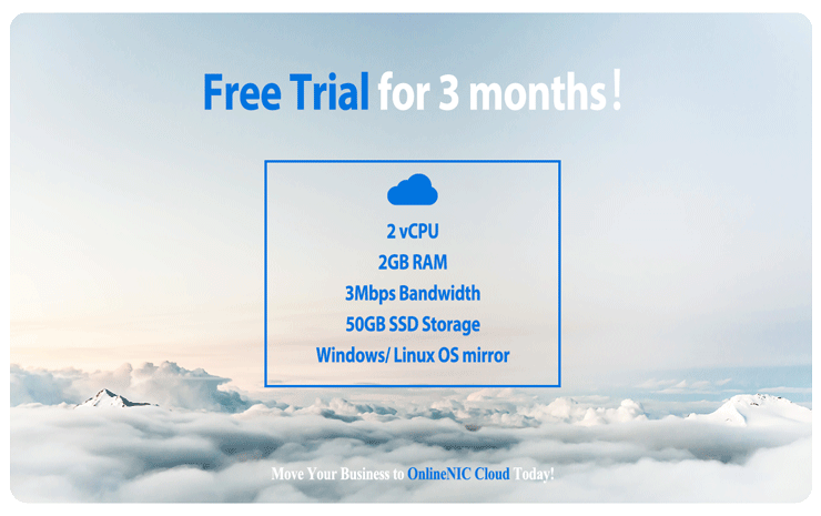 OnlineNIC:免费3个月/2核/2GB内存/50GB SSD空间/不限流量/3Mbps端口/DDOS/KVM/香港CN2 OnlineNIC:免费3个月/2核/2GB内存/50GB SSD空间/不限流量/3Mbps端口/DDOS/KVM/香港CN2