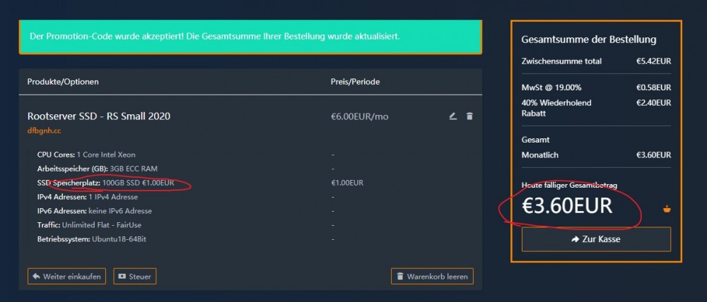 DeinServerHost:€3/月/3GB内存/20GB SSD空间/不限流量/1Gbps端口/DDOS/KVM/德国 DeinServerHost:€3/月/3GB内存/20GB SSD空间/不限流量/1Gbps端口/DDOS/KVM/德国