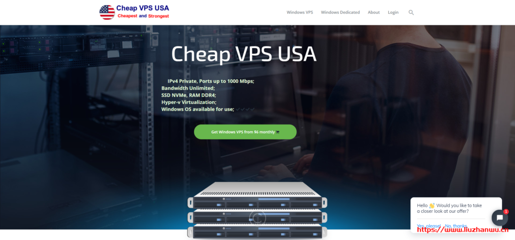 Cheap VPS USA：$8/月/1GB内存/15GB SSD空间/不限流量/1Gbps端口/Hyper-V/新加坡