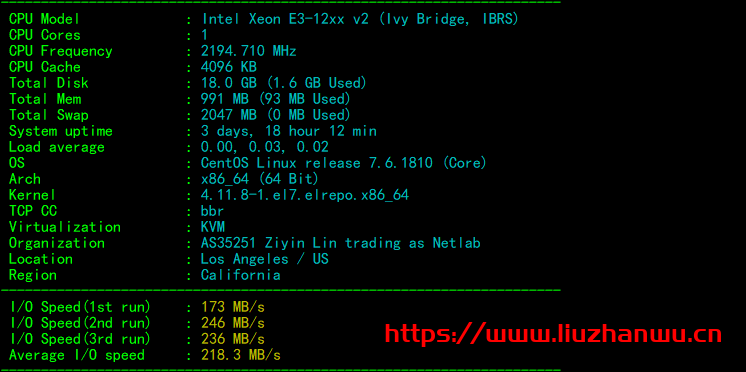 六六云:洛杉矶三网双程CN2 GIA简单测评
