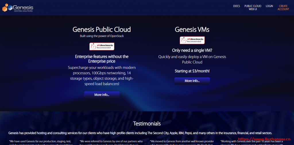 Genesishosting：美国芝加哥云服务器，OpenStack虚拟架构，1核1G内存5TB月流量$3/月起