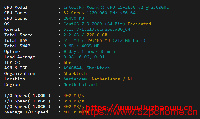 sharktech:荷兰机房1Gbps带宽不限流量服务器简单测评