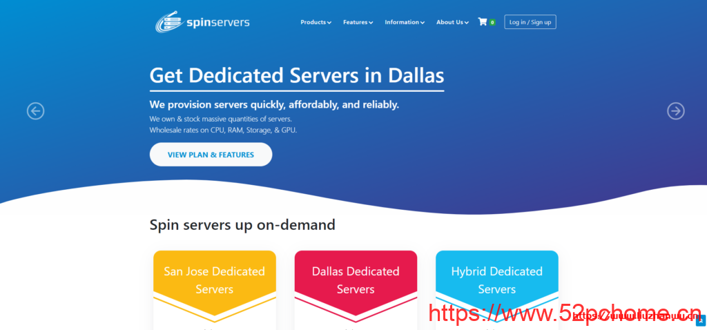SpinServers：美国高配服务器4路e5-4640v2(40核/80线程)、768G内存、4*1.6TSSD、10Gbps带宽/$499/月
