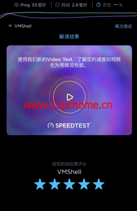 VMShell公司ASN:147002正式SpeedTest生效香港CMI线路VPS,即将增加G口美国163线路,年付比月付贵一倍!