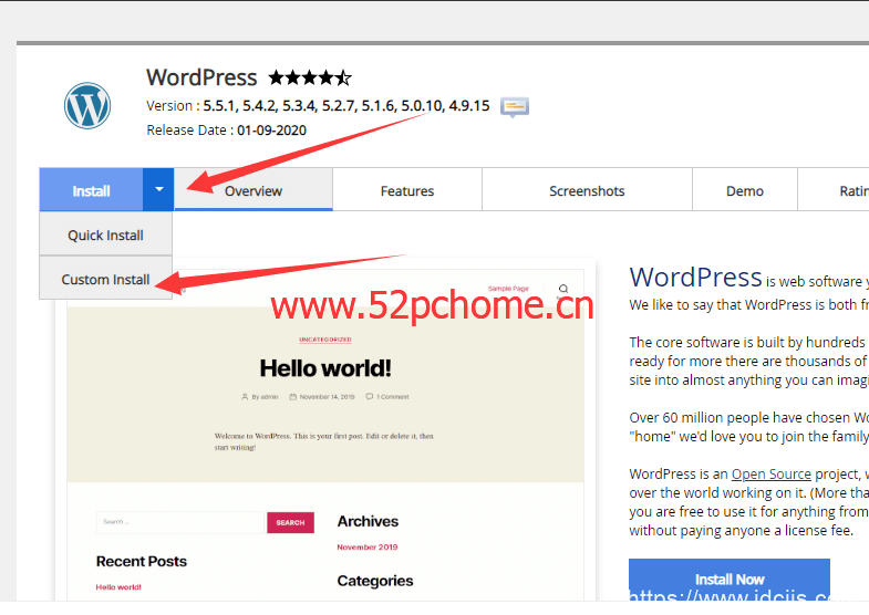 custom-install-wordpress ChemiCloud:cPanel主机/国外主机/外贸主机月付3.95USD/附WordPress建站使用教程