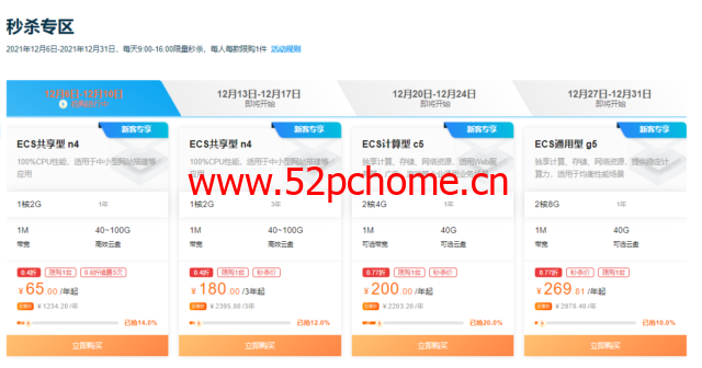 #秒杀#阿里云:1核/2G/50G/1Mbps/年付65元,三年付180元,续费3.5折起