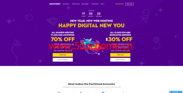 FastComet：新年促销，虚拟主机高达70%优惠，VPS和专用服务器3折-吾爱主机之家